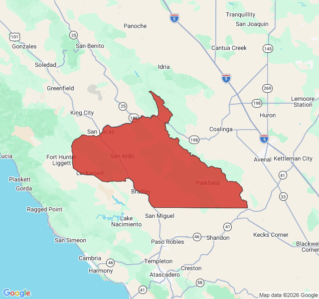 Map of septic coverage in San Ardo, CA