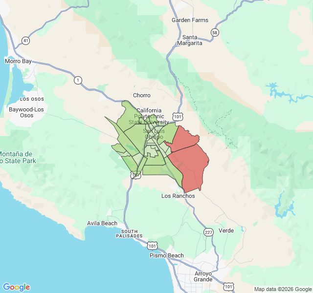 Map of septic coverage in San Luis Obispo, CA