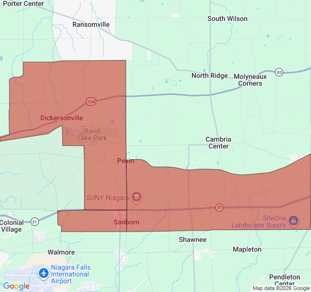 Map of septic coverage in Sanborn, NY