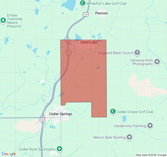 Map of septic coverage in Sand Lake, MI