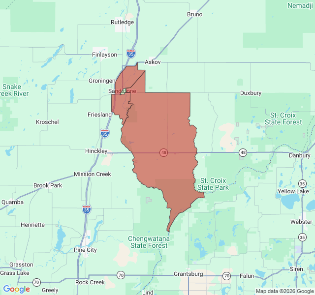 Map of septic coverage in Sandstone, MN