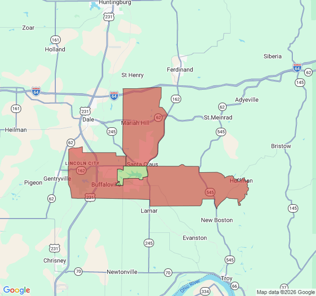 Map of septic coverage in Santa Claus, IN