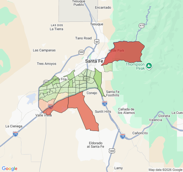Map of septic coverage in Santa Fe, NM