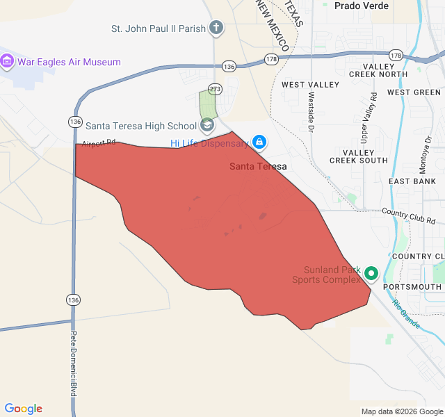 Map of septic coverage in Santa Teresa, NM