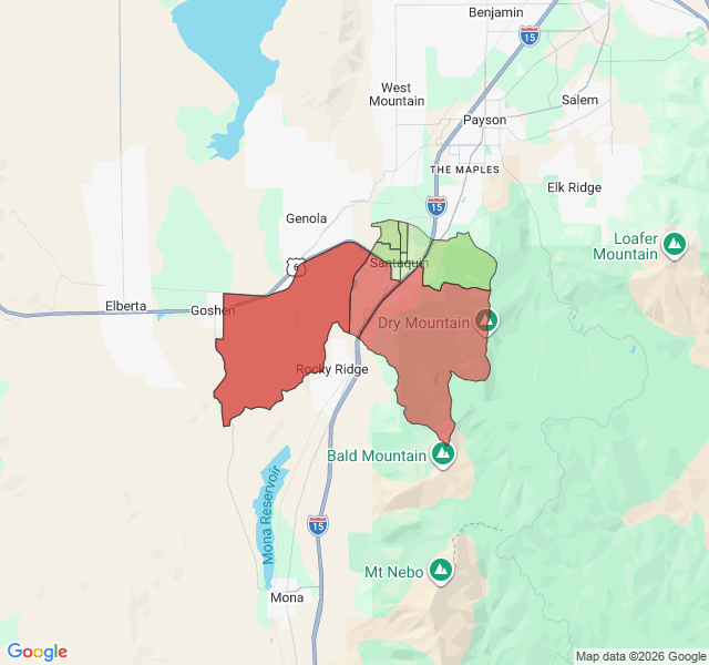 Map of septic coverage in Santaquin, UT