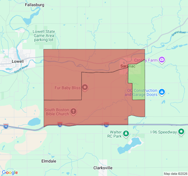 Map of septic coverage in Saranac, MI