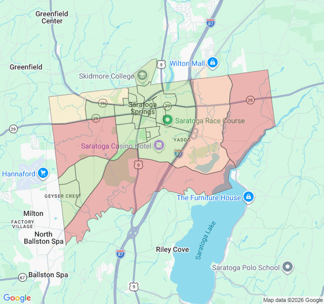 Map of septic coverage in Saratoga Springs, NY