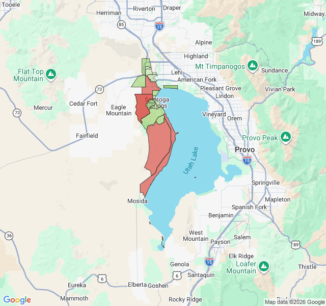 Map of septic coverage in Saratoga Springs, UT