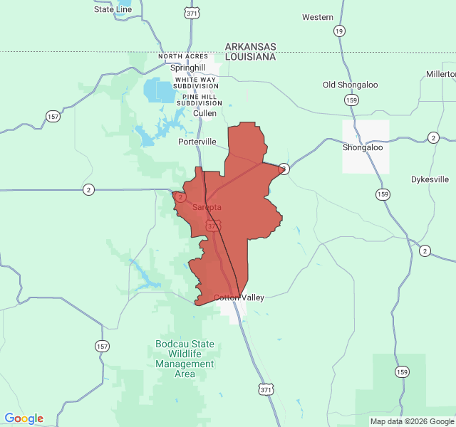 Map of septic coverage in Sarepta, LA