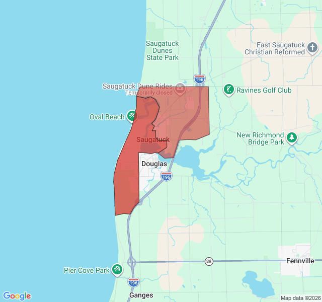 Map of septic coverage in Saugatuck, MI