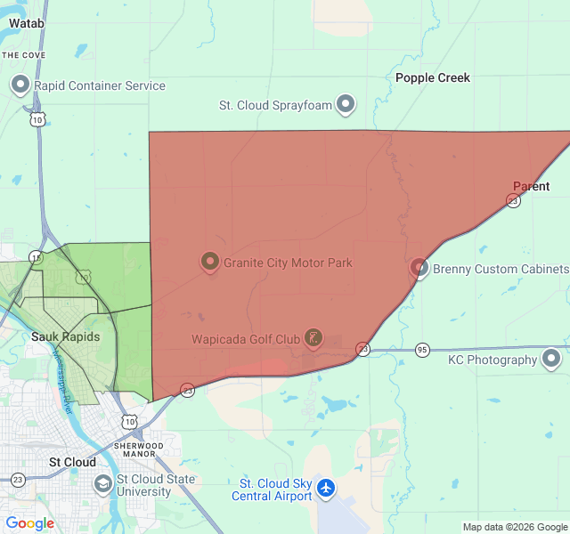 Map of septic coverage in Sauk Rapids, MN