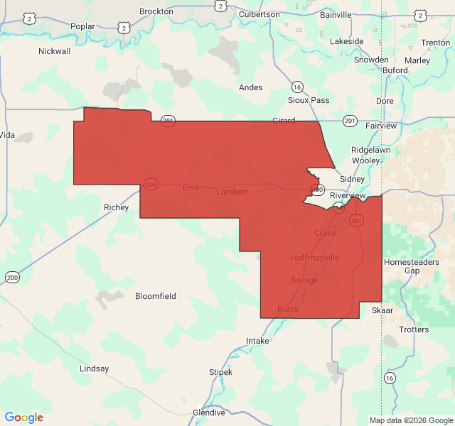 Map of septic coverage in Savage, MT