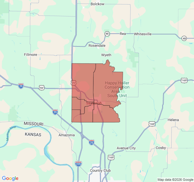 Map of septic coverage in Savannah, MO