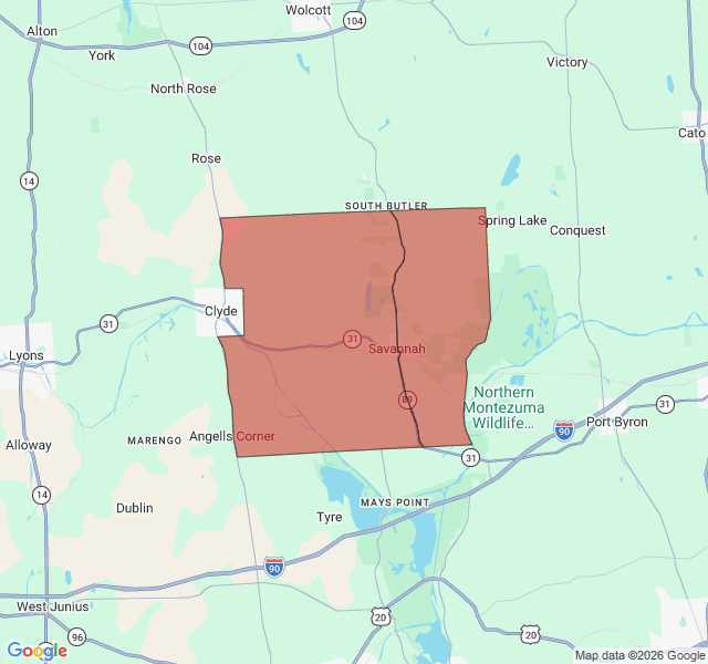 Map of septic coverage in Savannah, NY