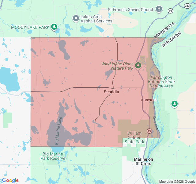Map of septic coverage in Scandia, MN