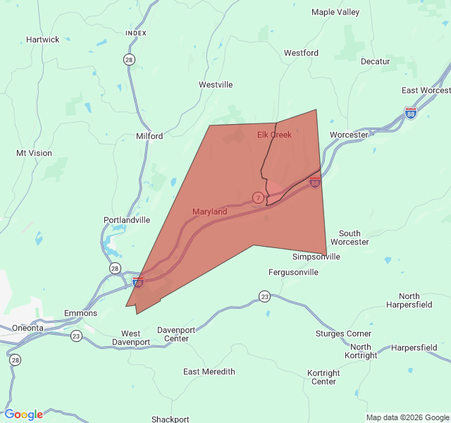 Map of septic coverage in Schenevus, NY