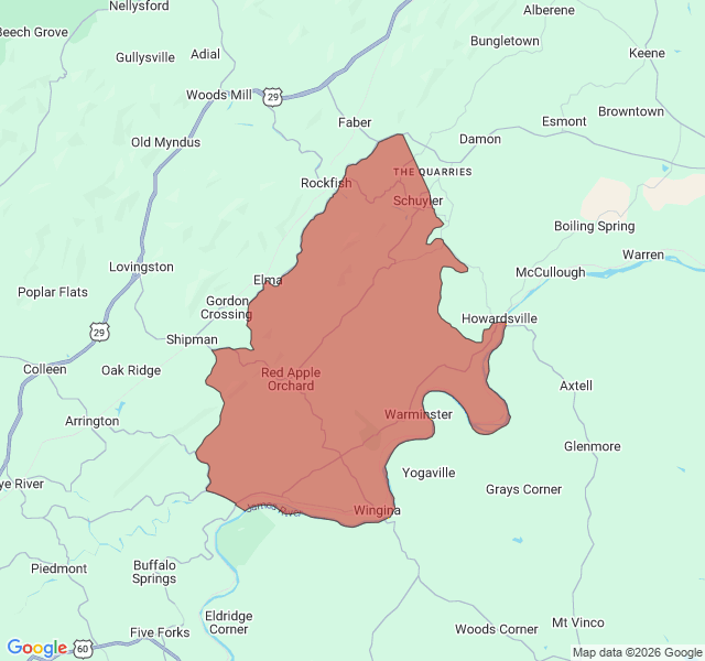 Map of septic coverage in Schuyler, VA