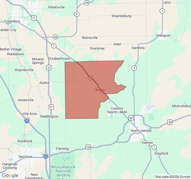 Map of septic coverage in Scipio, IN