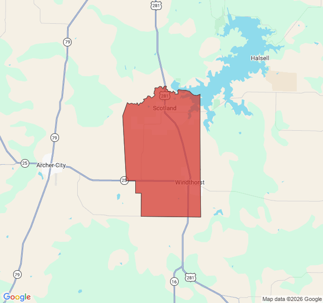 Map of septic coverage in Scotland, TX