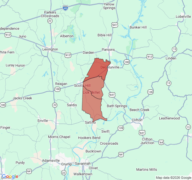 Map of septic coverage in Scotts Hill, TN