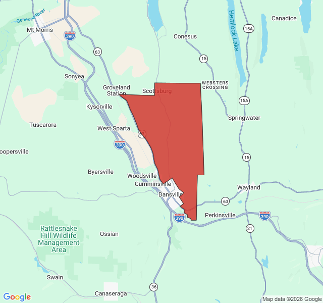 Map of septic coverage in Scottsburg, NY
