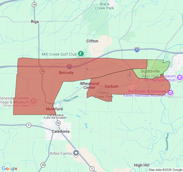 Map of septic coverage in Scottsville, NY