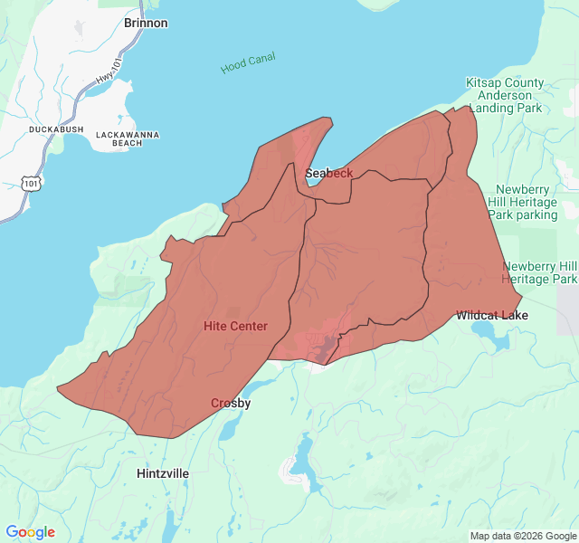 Map of septic coverage in Seabeck, WA