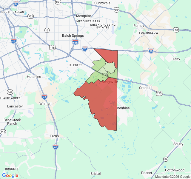 Map of septic coverage in Seagoville, TX