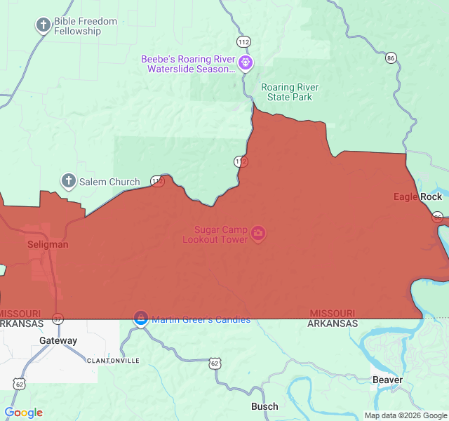 Map of septic coverage in Seligman, MO