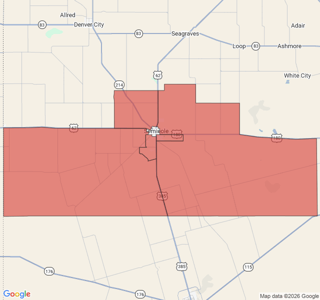 Map of septic coverage in Seminole, TX