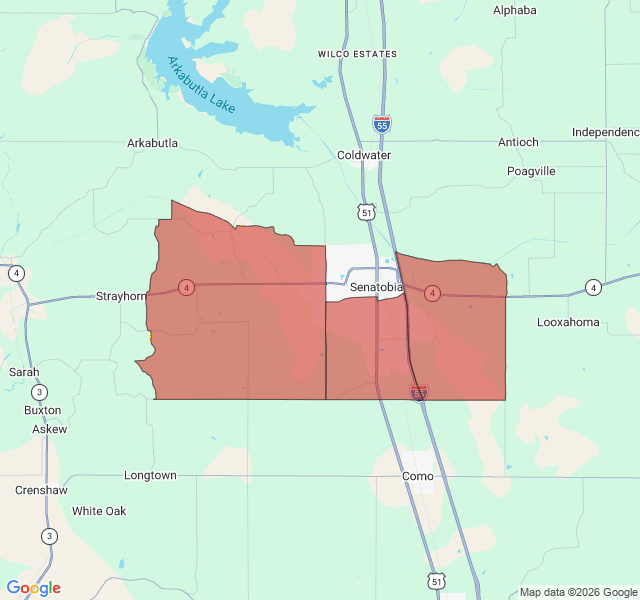 Map of septic coverage in Senatobia, MS