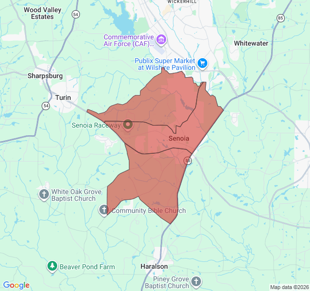 Map of septic coverage in Senoia, GA