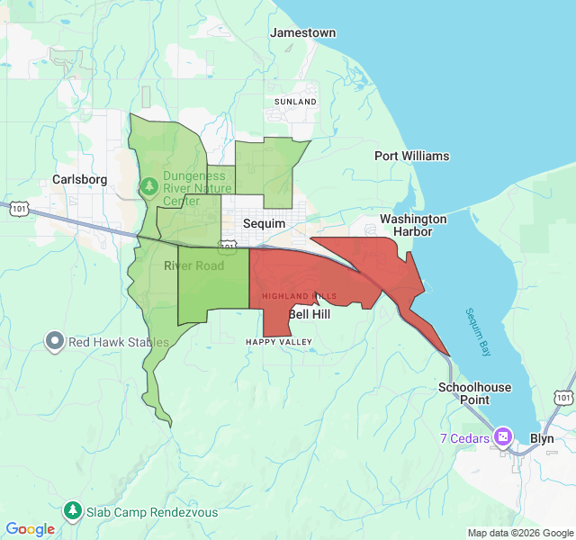 Map of septic coverage in Sequim, WA