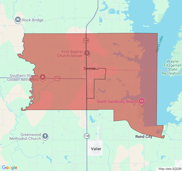Map of septic coverage in Sesser, IL