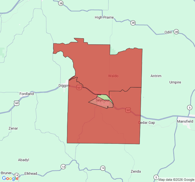 Map of septic coverage in Seymour, MO