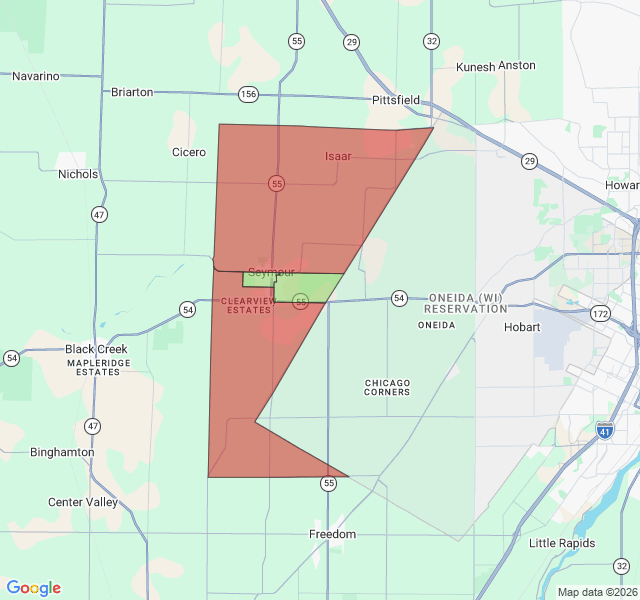 Map of septic coverage in Seymour, WI
