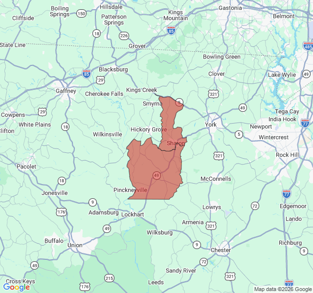 Map of septic coverage in Sharon, SC