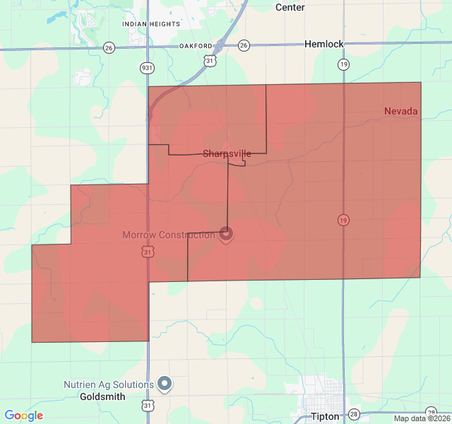 Map of septic coverage in Sharpsville, IN