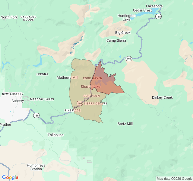 Map of septic coverage in Shaver Lake, CA