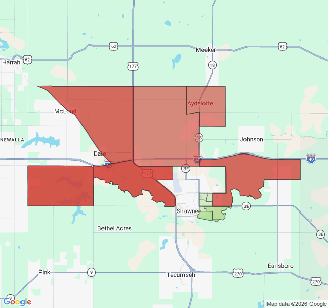 Map of septic coverage in Shawnee, OK