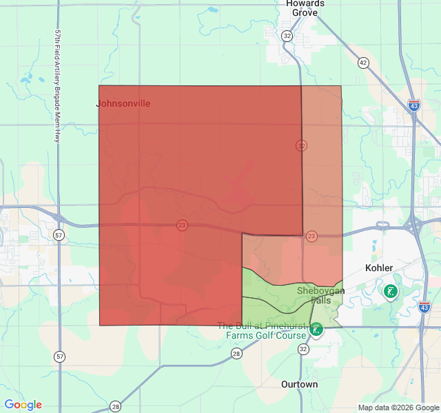 Map of septic coverage in Sheboygan Falls, WI