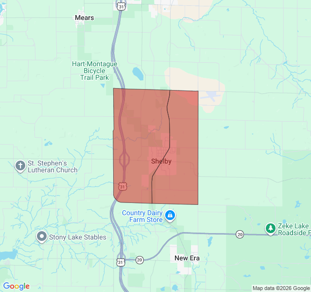Map of septic coverage in Shelby, MI