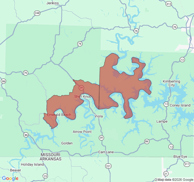 Map of septic coverage in Shell Knob, MO