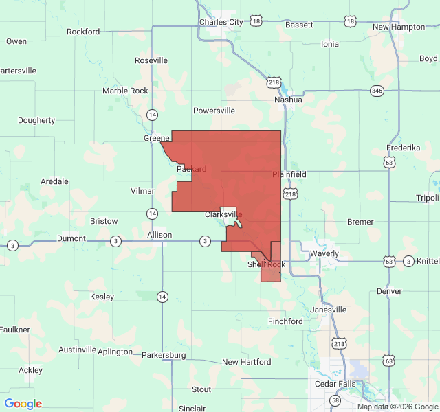 Map of septic coverage in Shell Rock, IA