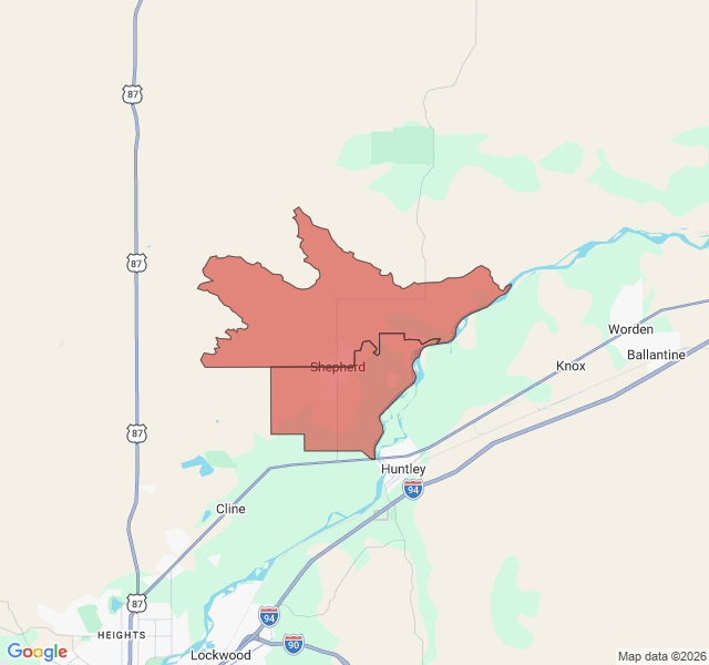 Map of septic coverage in Shepherd, MT