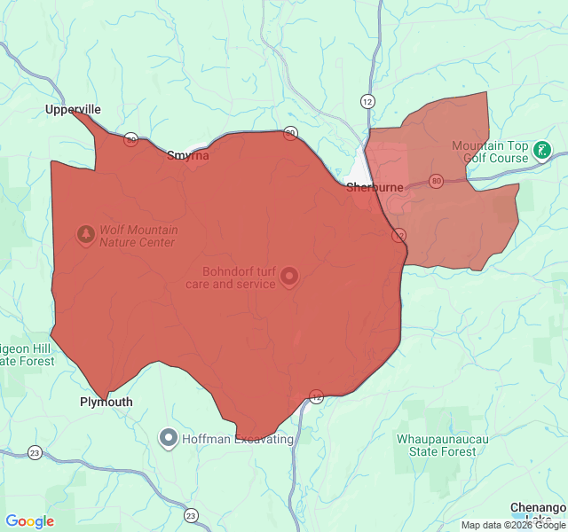 Map of septic coverage in Sherburne, NY