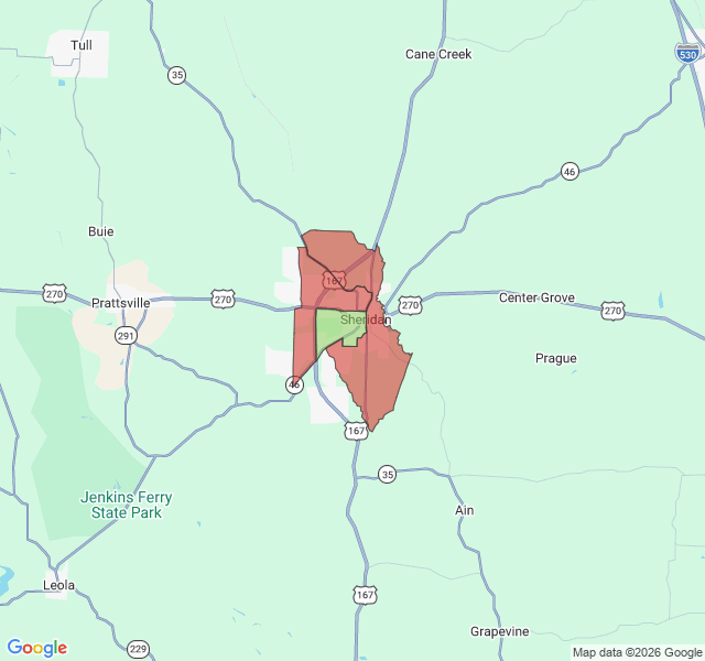 Map of septic coverage in Sheridan, AR