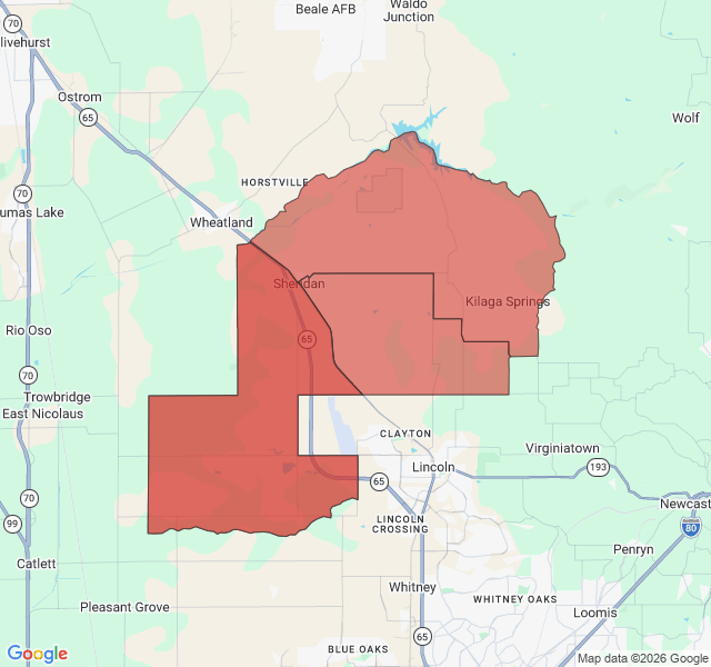 Map of septic coverage in Sheridan, CA