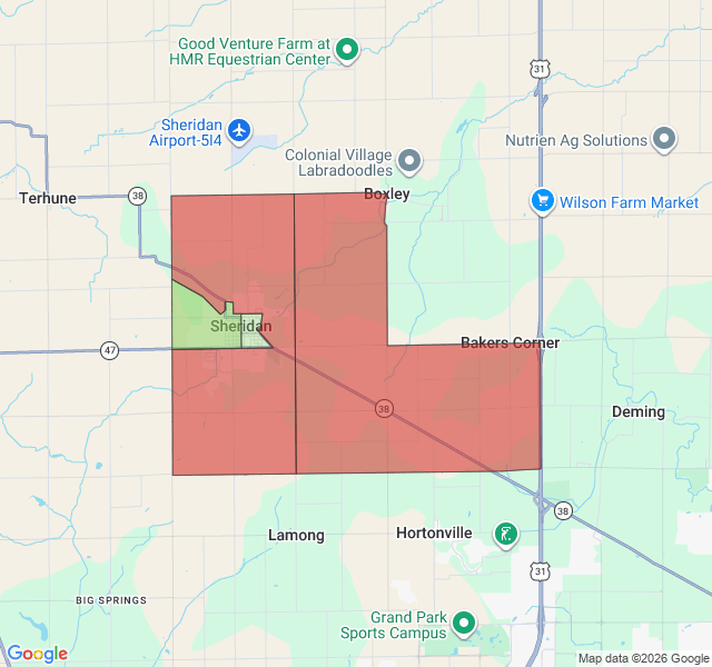 Map of septic coverage in Sheridan, IN