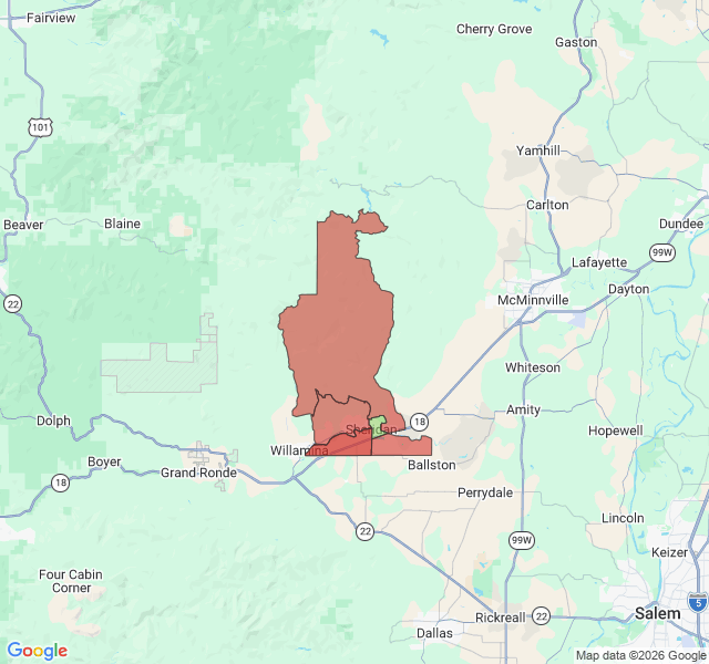 Map of septic coverage in Sheridan, OR